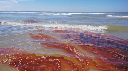 Algal bloom caused by specific dinoflagellates leads to red tide