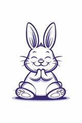 Fototapeta premium A rabbit seated on the floor, hands folded in front