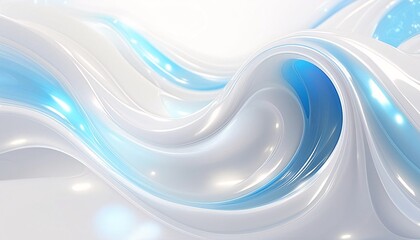 white and blue anamorphic design on a white background
