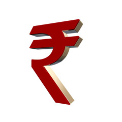 Indian Rupee Symbol in 3D Red and Golden-2