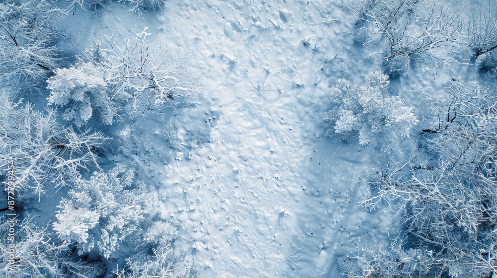 Wall mural snow texture viewed from above in winter setting