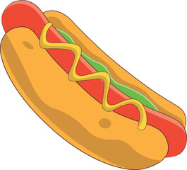 Yummy hot dog vector.  Street food illustration.