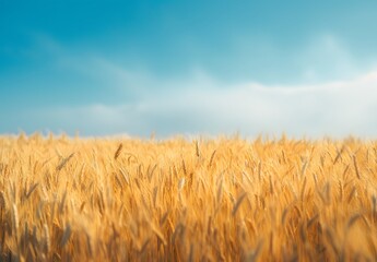 Golden Wheat Field Under Blue Sky Primitivism Style