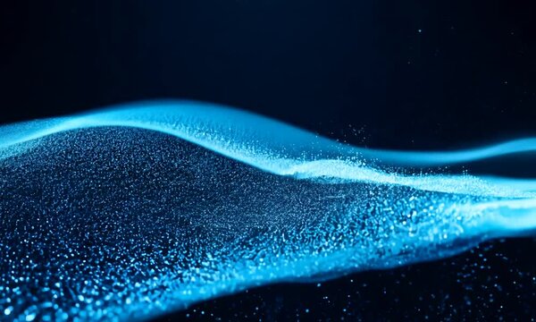 abstract blue wave background with particles