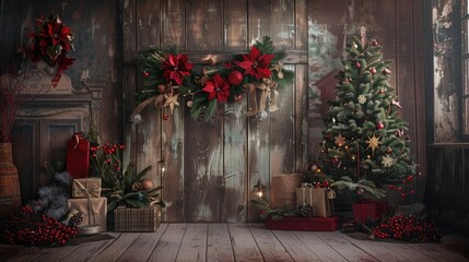 Vintage style Christmas backdrop photo