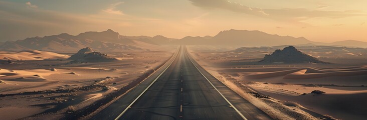 Fototapeta premium Endless Desert Highway Cinematic Landscape