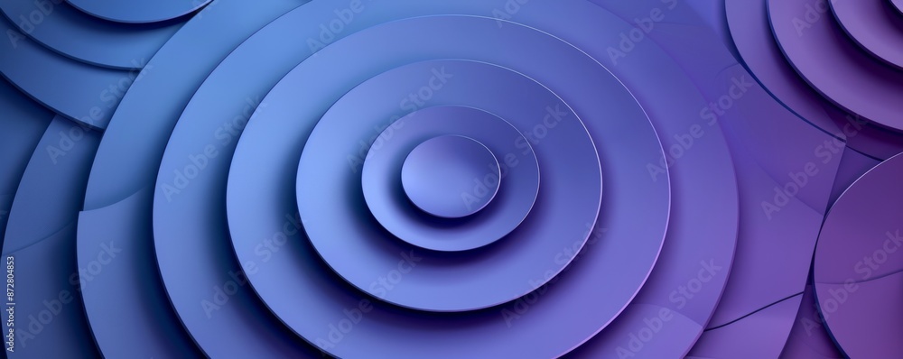 Poster abstract blue and purple circular pattern with smooth curves and layered design