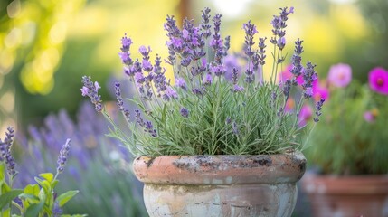 Fototapeta premium Lavender blooms in a container