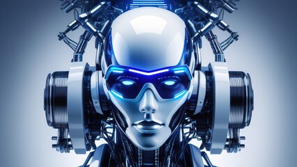 Futuristic technology, artificial intelligence, robots and
information space