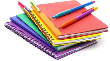 Singular school notebook on white background