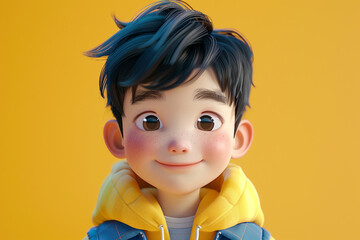 Cute pretty cartoon character in 3D children animation style generative AI