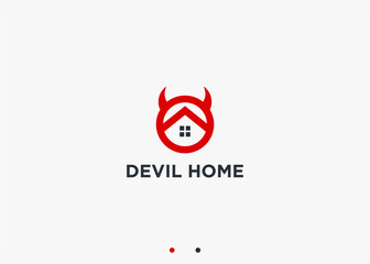 house with devil logo design vector silhouette illustration