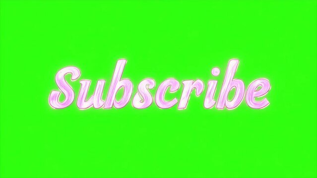 Subscribe word typography pink italic animation with green screen background Generative AI