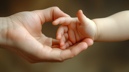 Close-up of a hand of a mother holding a baby's hand