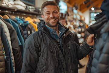 Obraz premium Men buy clothes in clothing stores