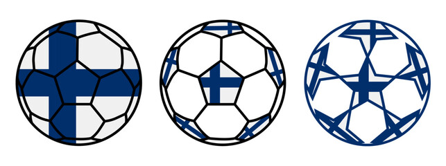 set soccer ball Finland flag icon. football nation symbol design vector illustration