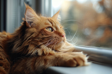 A yellow kitten by the window