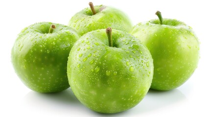 Juicy green apples isolated on white background