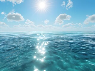 Obraz premium Serene Ocean Landscape With Bright Sun