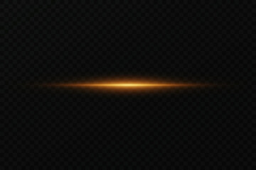 Glowing line of light. Magic neon glare. Light beam on a transparent background.