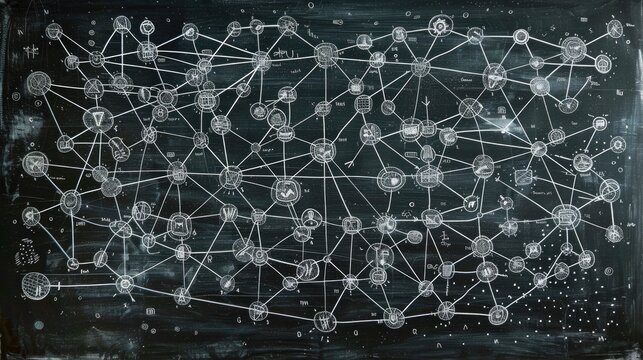 Intricate Concept Map Unfolding on Chalkboard: Stimulating Connections and Theories