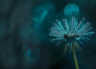 Fototapeta premium Delicate Dandelion Seed with Water Droplets