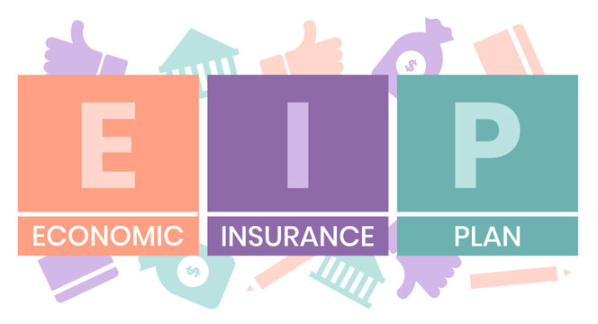 EIP economic insurance plan acronym. business concept background. Vector illustration for website banner, marketing materials, business presentation
