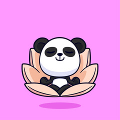 Cute Cartoon Panda doing yoga Illustration