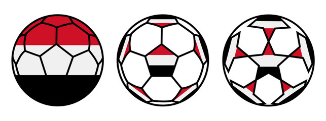 set soccer ball Yemen flag icon. football nation symbol design vector illustration