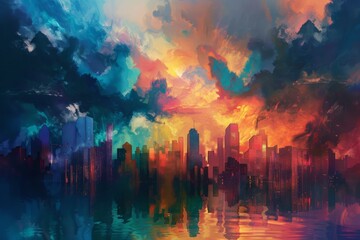 Cityscape with Abstract Sky.