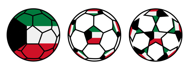 set soccer ball Kuwait flag icon. football nation symbol design vector illustration