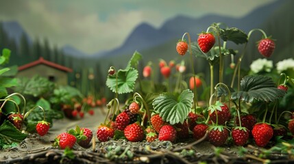 Tochigi prefecture s strawberry in Japanese diorama fashion