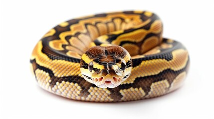Obraz premium Isolated yellow belly ball python on white background