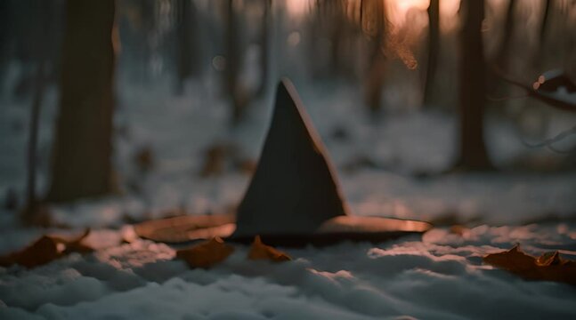Witch hat close-up in spooky environment