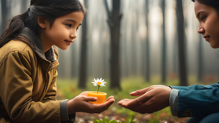 concept for sharing love, helping others, charity. World Kindness Day. Act of kindness. Celebrate kindness. Spread positivity and tolerance.