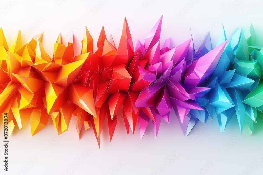 Poster explosive colorful spikes in abstract digital art with dynamic composition and vibrant energy.