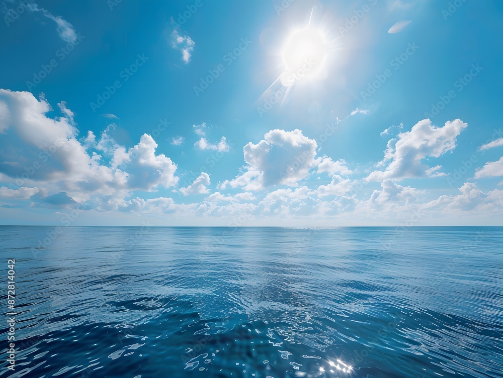 Canvas Prints Serene Ocean Landscape with Bright Sun