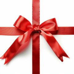 Red Ribbon on White Background