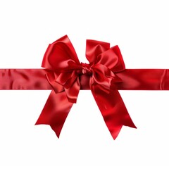 Fototapeta premium Red Ribbon With Bow on White Background