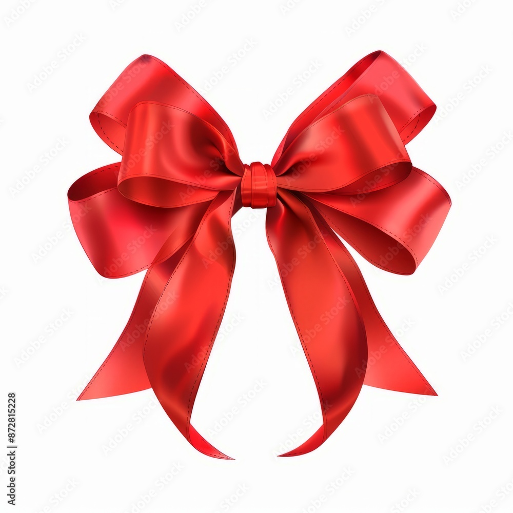 Sticker Red Bow on White Background