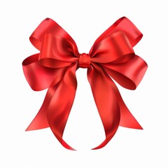 Fototapeta premium Red Bow on White Background