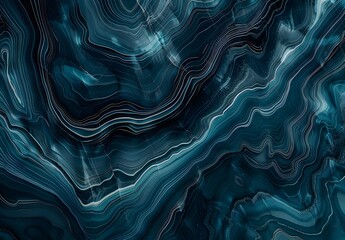 Obraz premium Abstract Wavy Lines Dark Blue Marble Texture