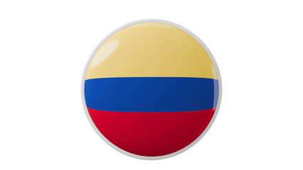 Columbia Circle flag icon . Transparent backgound. 3d rendered with alpha channel. Round shape.