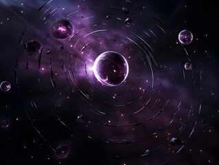 Obraz premium Abstract cosmic theme background with starscape and planetary alignments, otherworldly glow, mysterious space