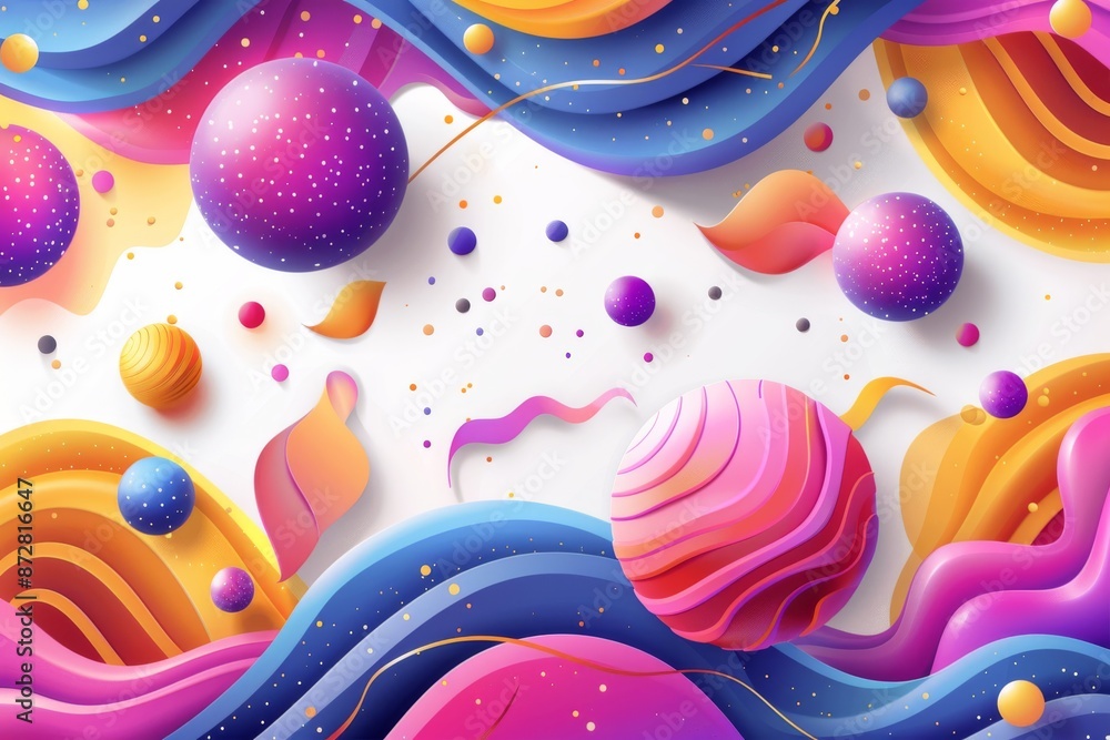 Poster abstract colorful shapes with vibrant patterns and dynamic composition in digital art.