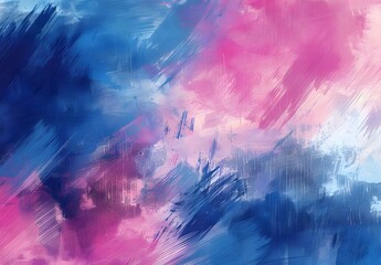 Naklejka premium Abstract Blue and Pink Grunge Brushstroke Texture Background