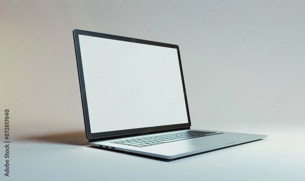 Poster an image of a laptop computer with a transparent blank screen on a transparent background. screen mo