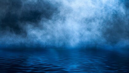 Abstract Blue Water Texture with Dark Smoke and Fog
