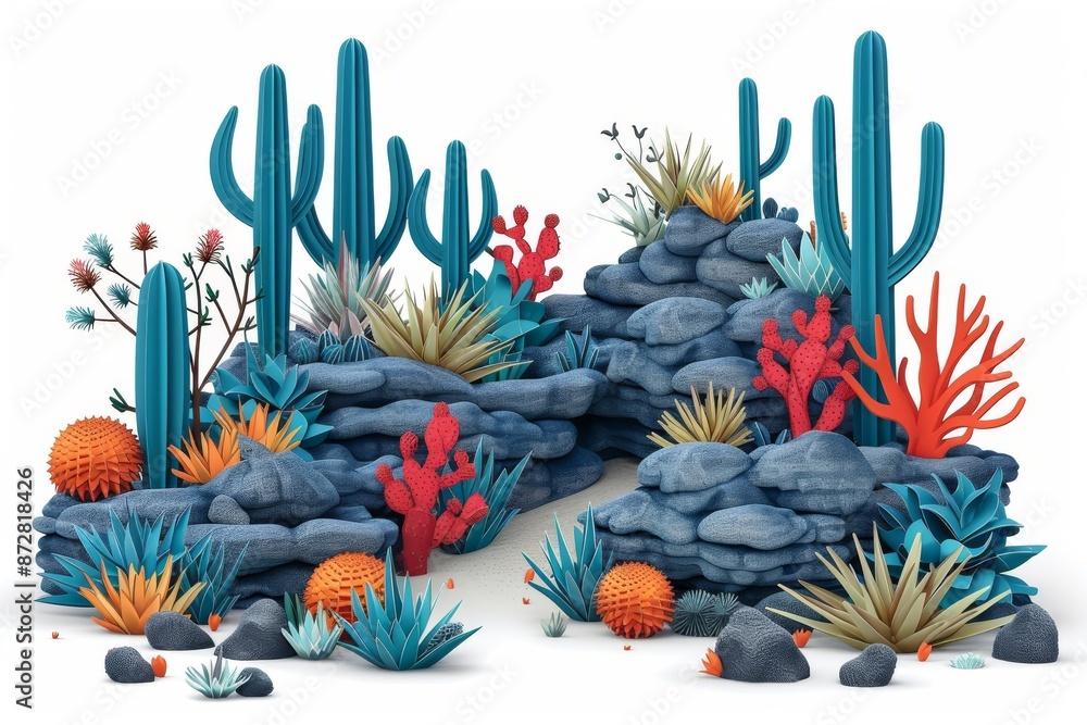 Aufkleber colorful geometric shapes with vibrant patterns and dynamic composition in digital art.