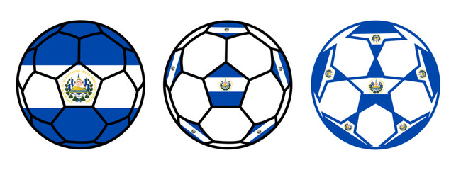 set soccer ball El Salvador flag icon. football nation symbol design vector illustration